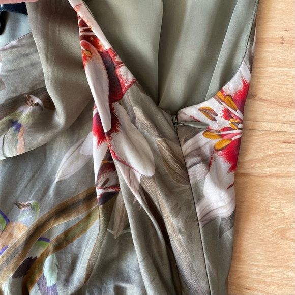 |AllSaints| Ira Dorada Silk Asymmetrical One Shoulder Midi Dress Size 6 - Picture 7 of 11